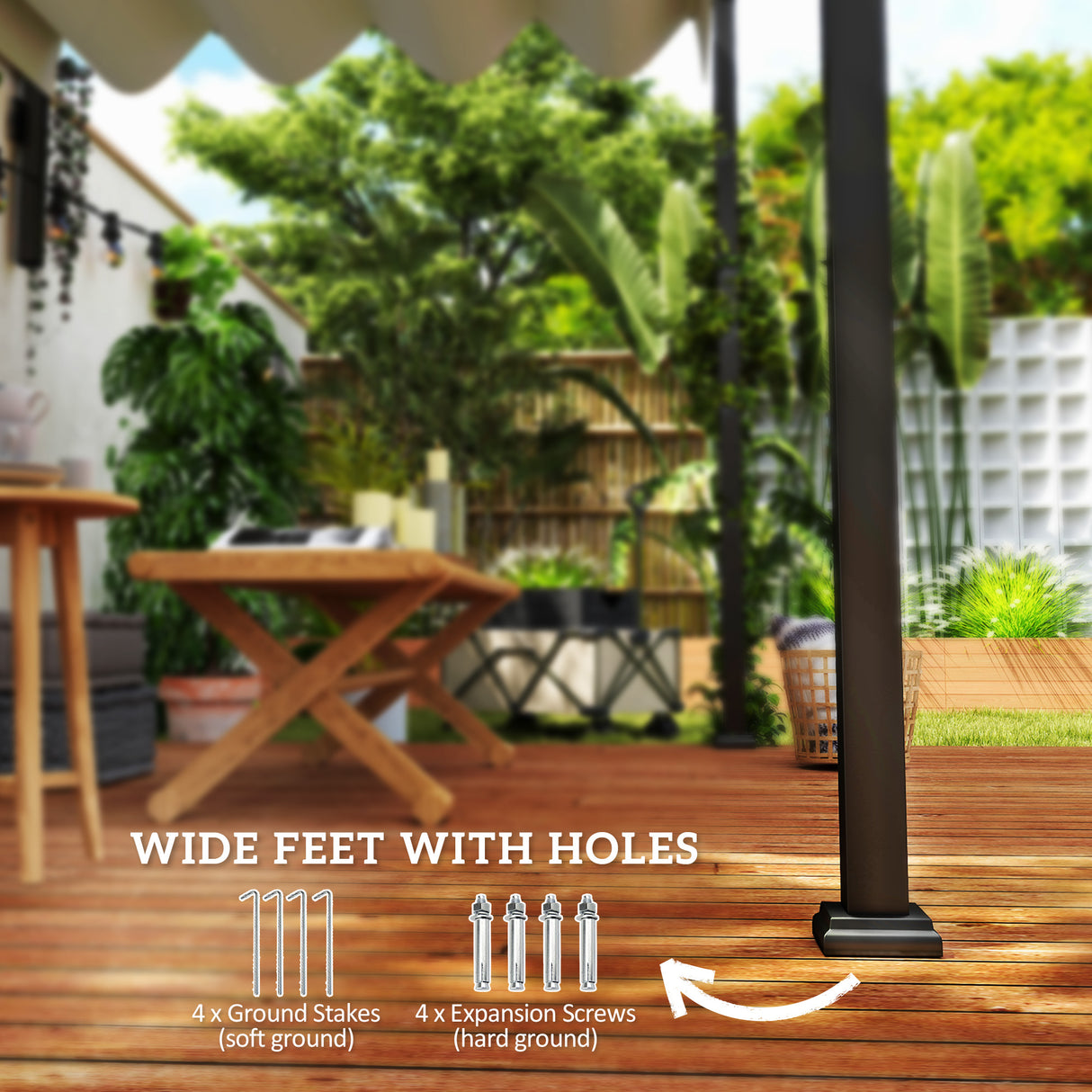 Steel Pergola With Retractable Canopy 297cm Width x 211cm Depth - Velmora