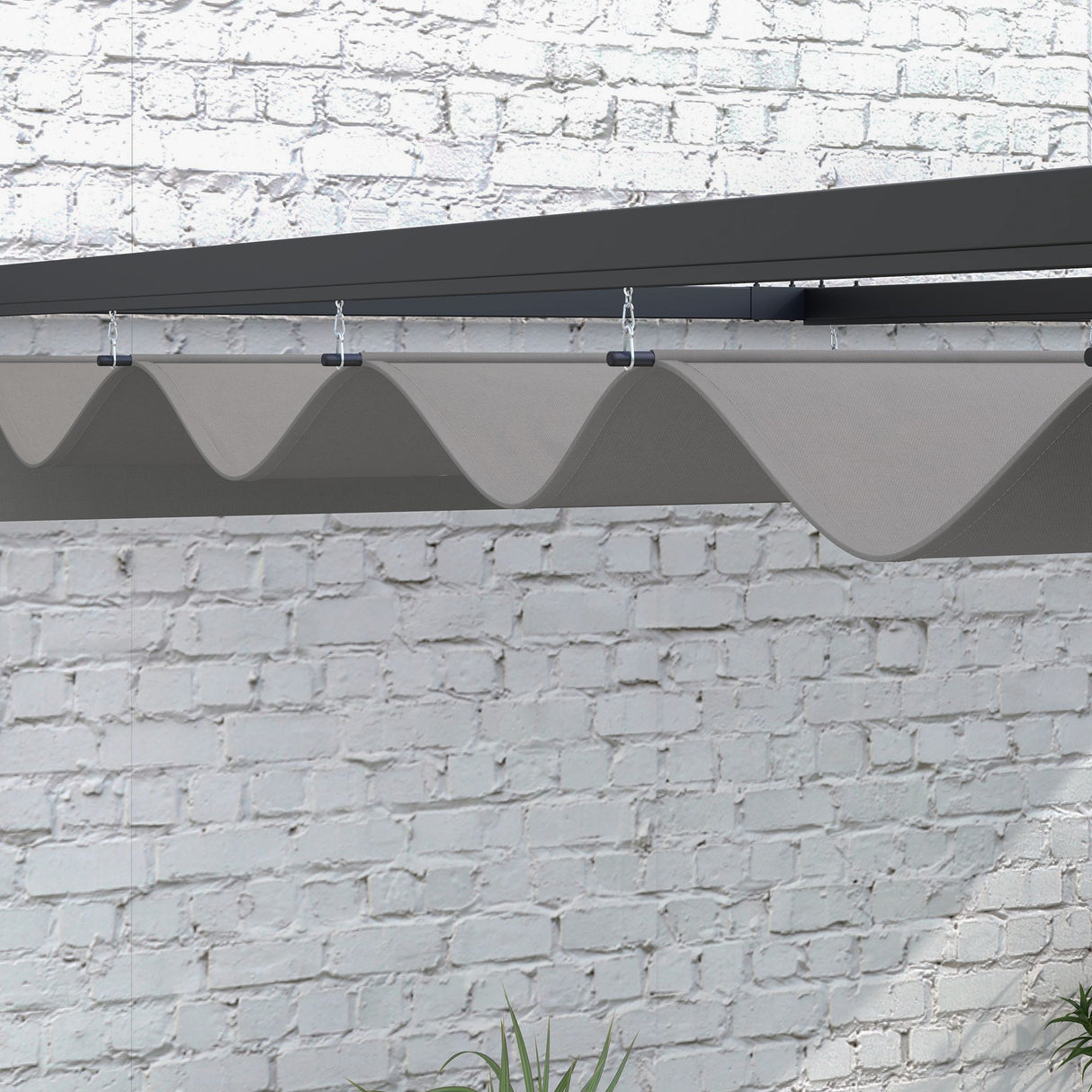 Steel Pergola With Retractable Canopy 397cm Width x 297cm Depth - Velmora