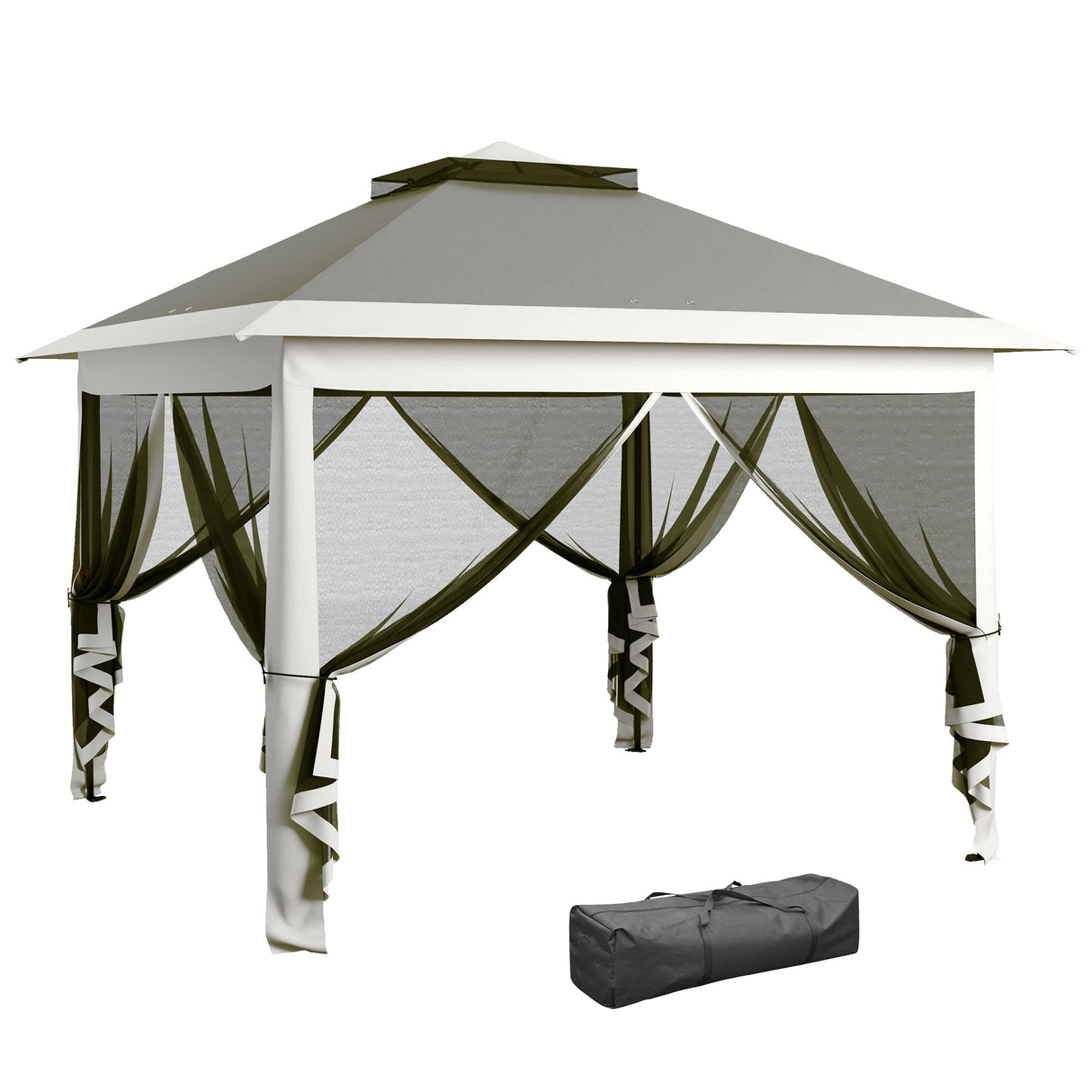 Steel Pop Up Gazebo Height Adjustable Shelter 326cm Width x 326cm Depth - Velmora