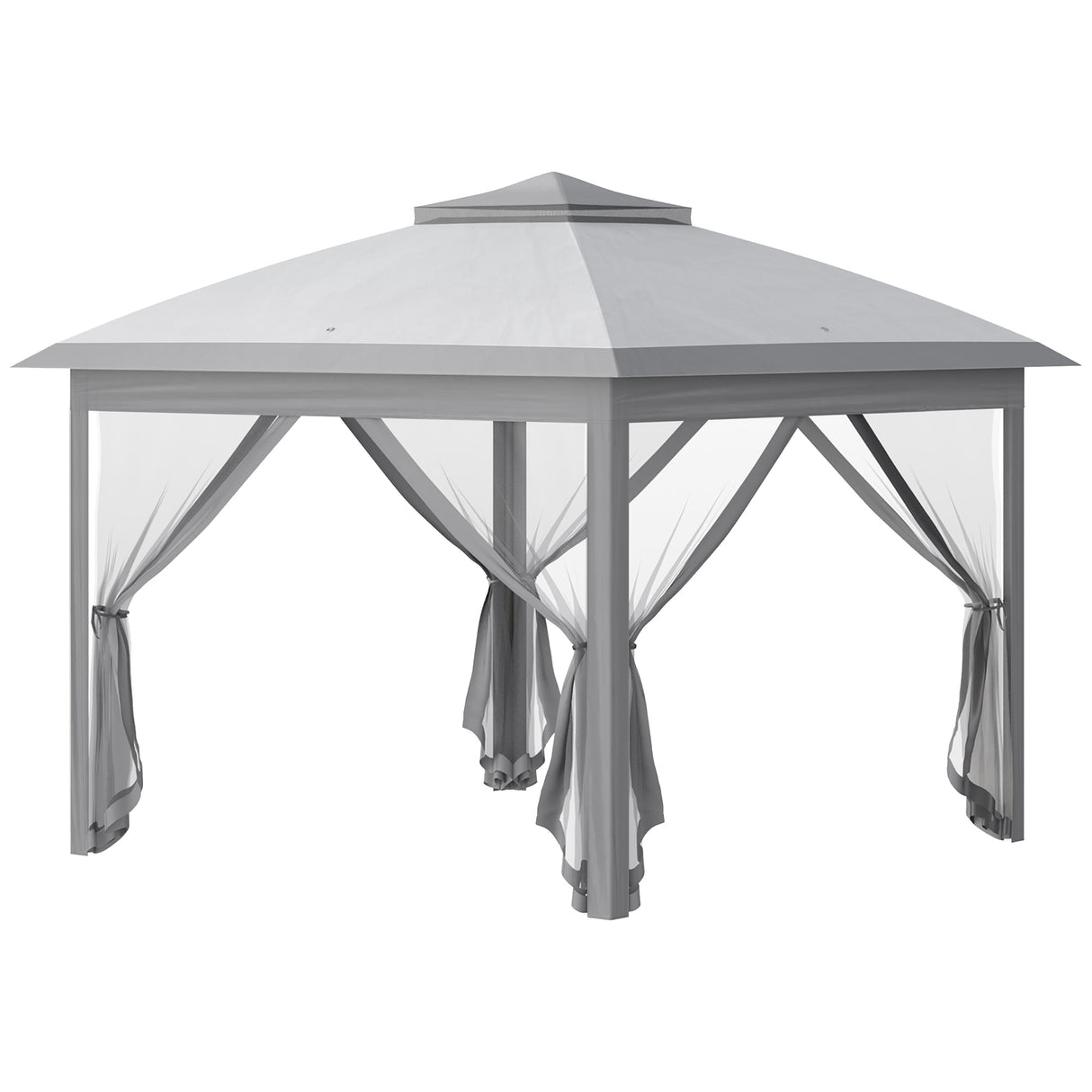 Steel Pop Up Gazebo Height Adjustable Shelter 326cm Width x 326cm Depth - Velmora