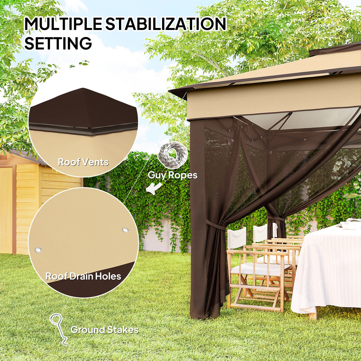 Steel Pop Up Gazebo Height Adjustable Shelter 326cm Width x 326cm Depth - Velmora
