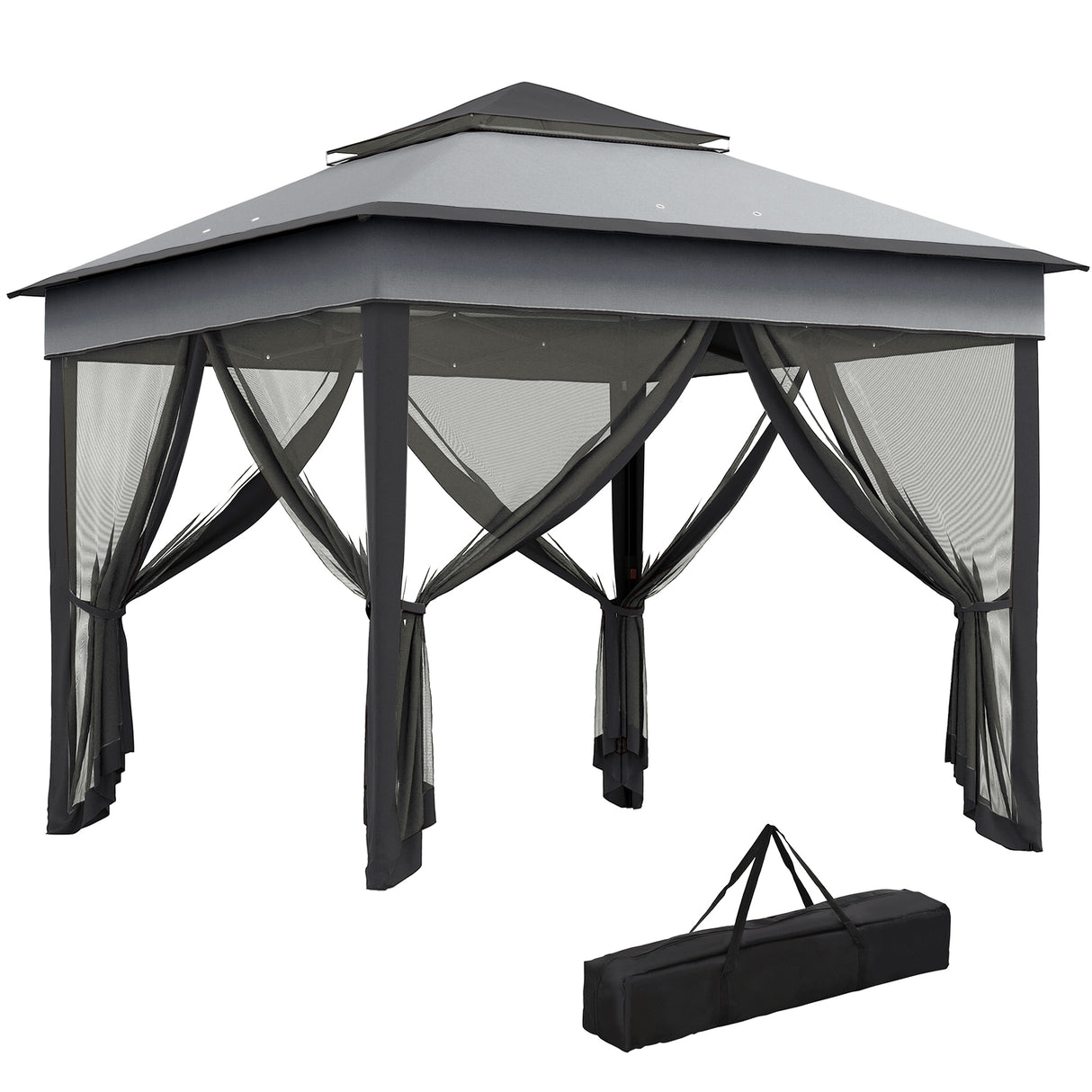 Steel Pop Up Gazebo Height Adjustable Shelter 326cm Width x 326cm Depth - Velmora