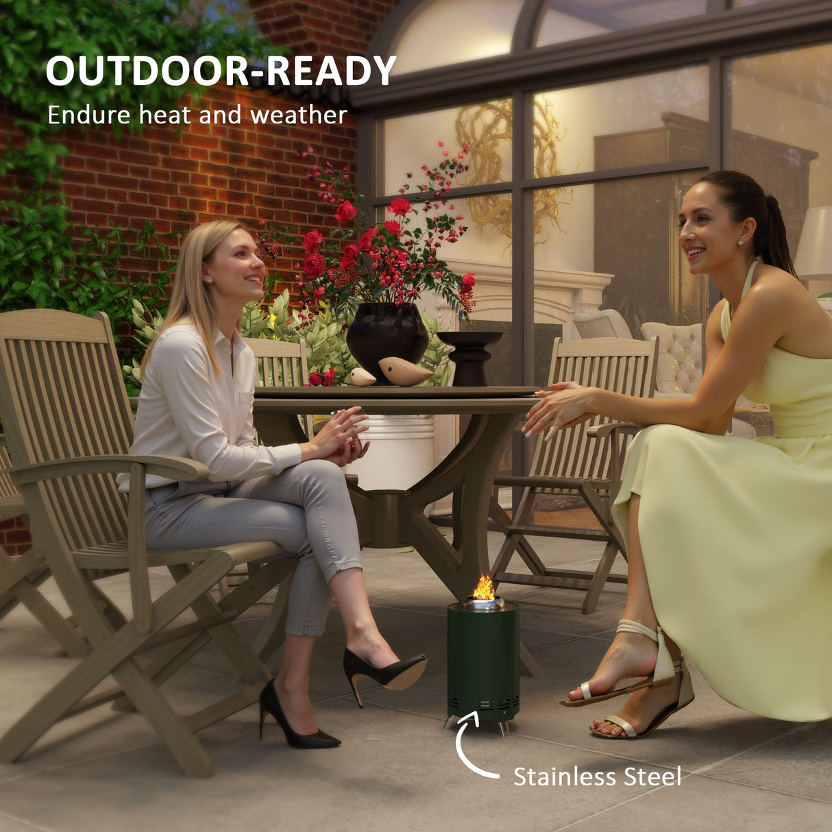 Steel Portable Wood Burning Smokeless Fire Pit With Poker - Velmora