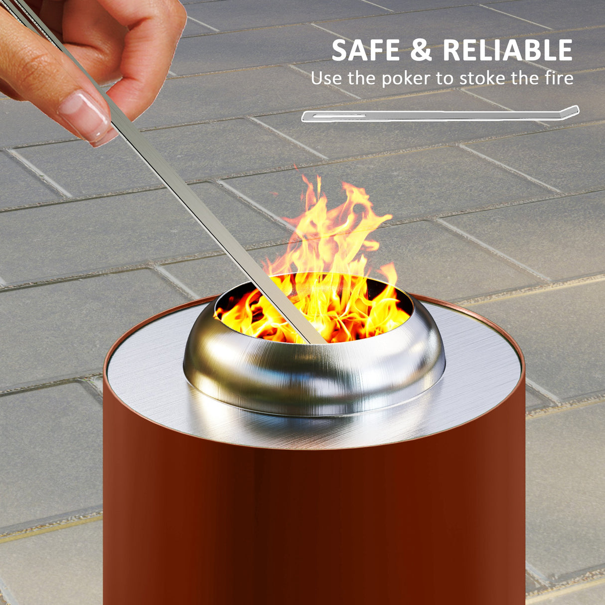 Steel Portable Wood Burning Smokeless Fire Pit With Poker - Velmora