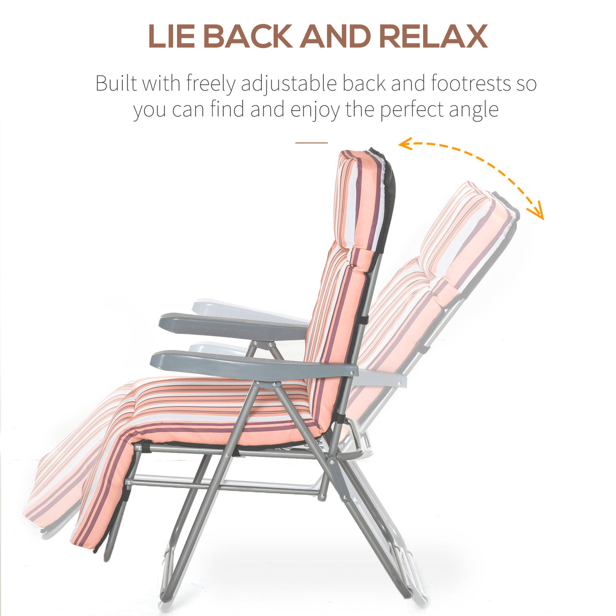Steel Reclining Garden Sum Lounger Armchair in Set of 2 - Velmora