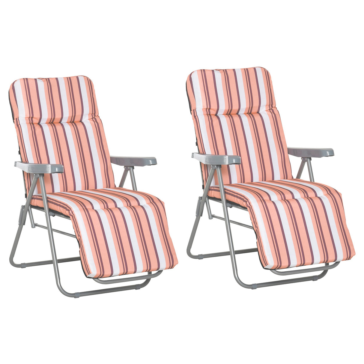 Steel Reclining Garden Sum Lounger Armchair in Set of 2 - Velmora