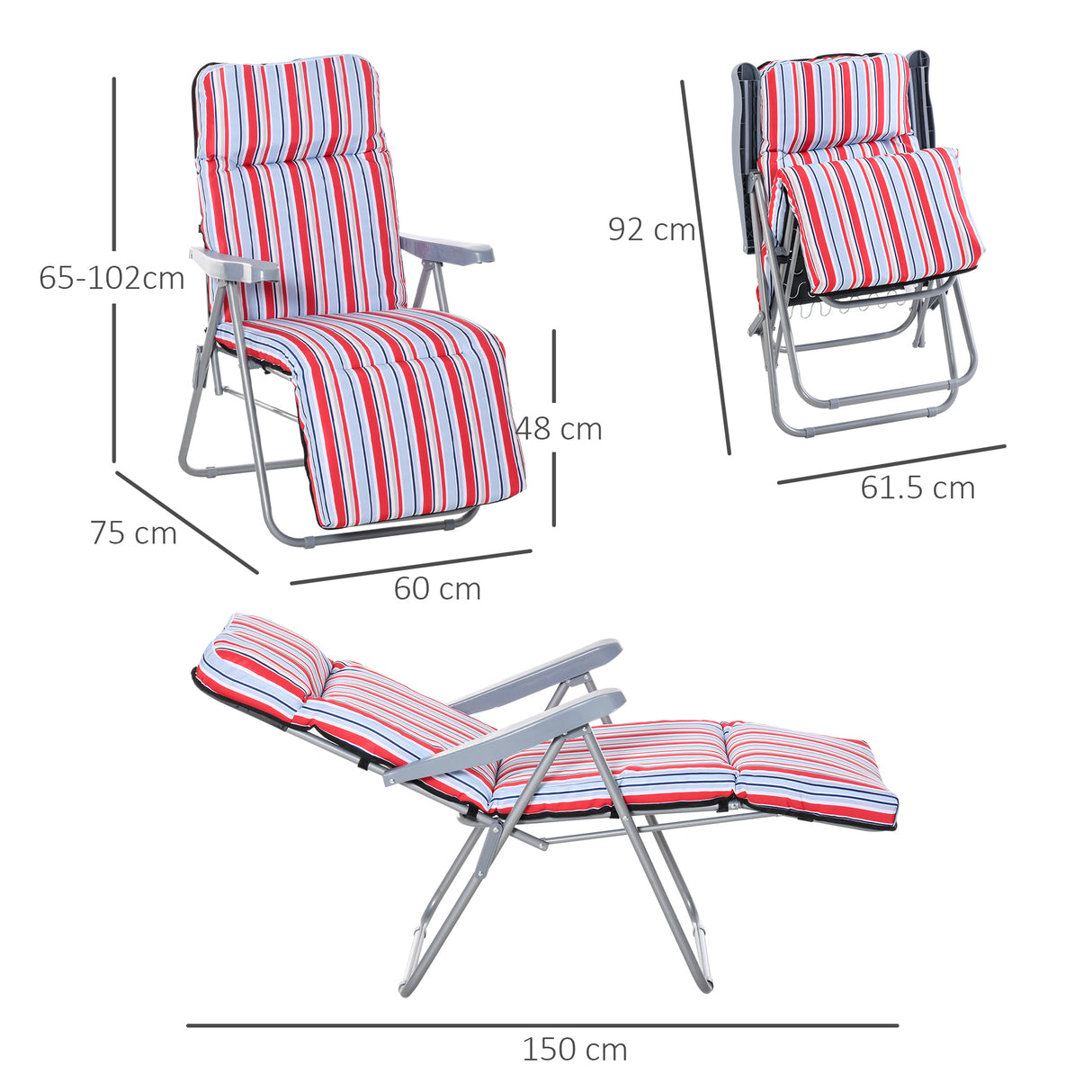 Steel Reclining Garden Sum Lounger Armchair in Set of 2 - Velmora