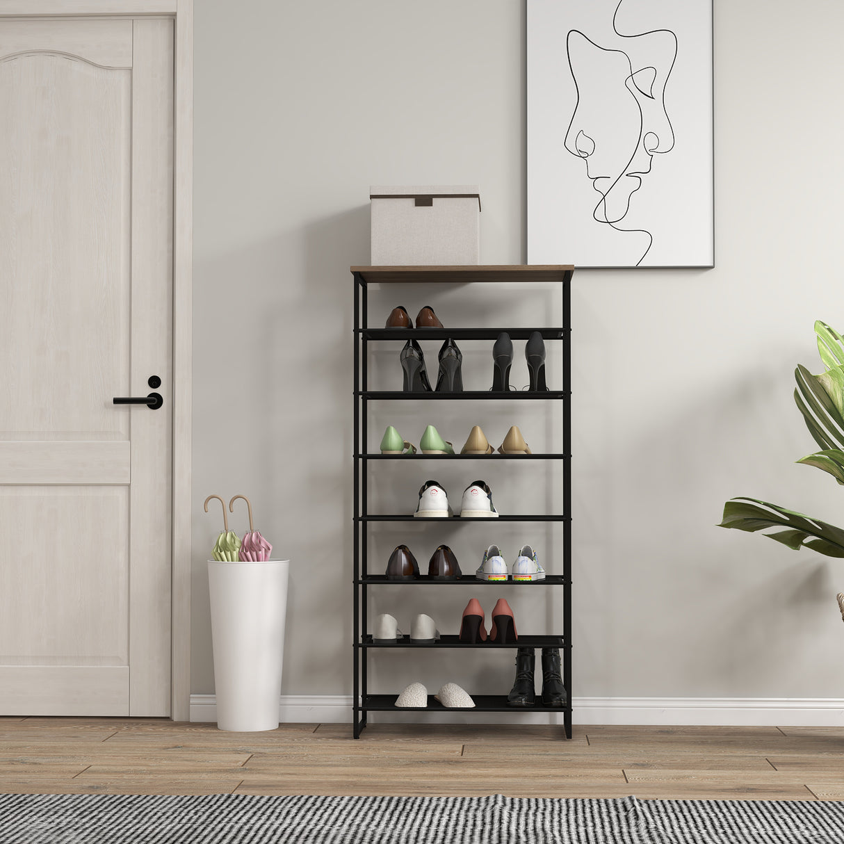 Steel Shoe Rack 60cm Wide 8 Tier - Velmora