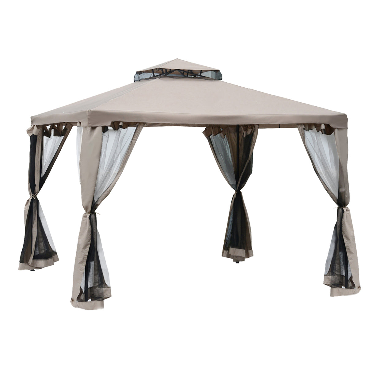 Steel Softtop Gazebo 294cm Width x 294cm Depth With Mosquito Netting - Velmora