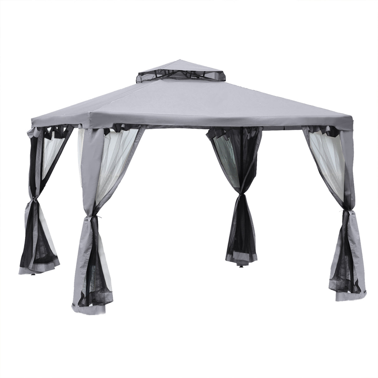 Steel Softtop Gazebo 294cm Width x 294cm Depth With Mosquito Netting - Velmora