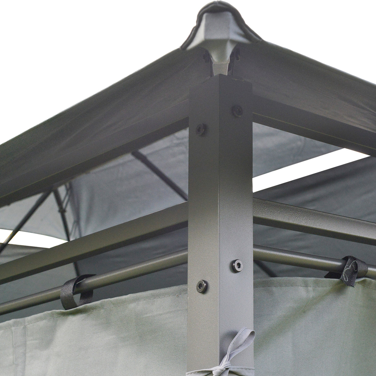 Steel Softtop Gazebo 400cm Width x 300cm Depth With Curtains - Velmora