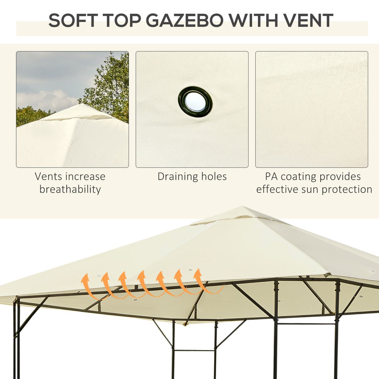 Steel Softtop Gazebo Canopy Awning Tent 297cm Width x 297cm Depth - Velmora