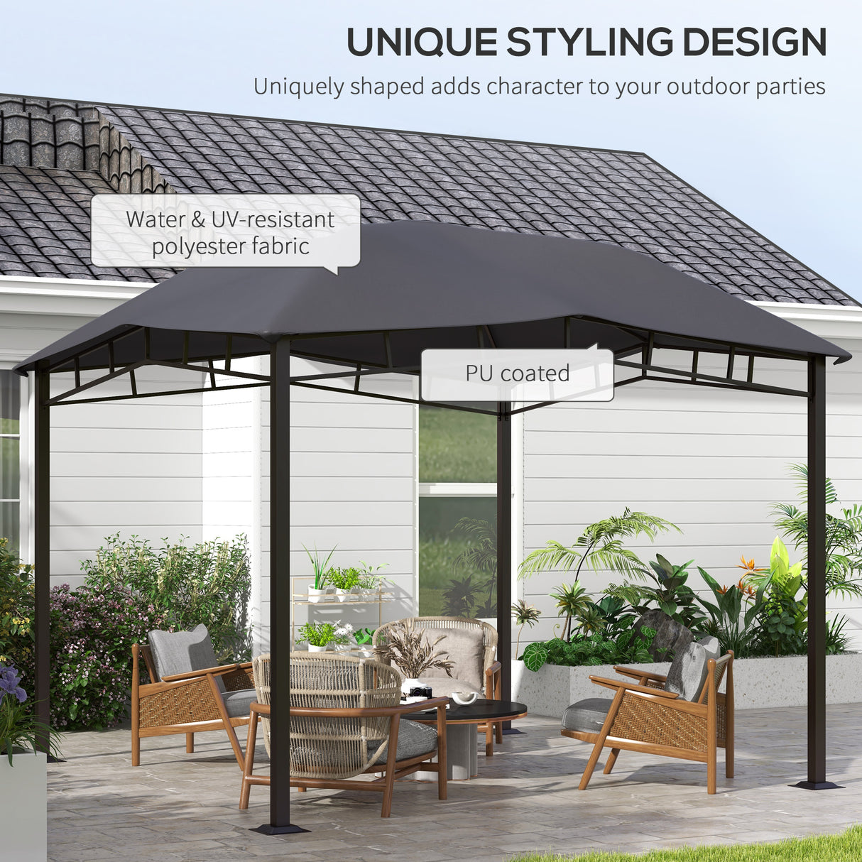 Steel Softtop Gazebo Canopy Tent 300cm Width x 300cm Depth - Velmora