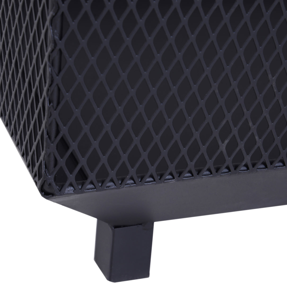 Steel Square Mesh Fire Pit Brazier With Lid And Log Grate for Backyard - Velmora