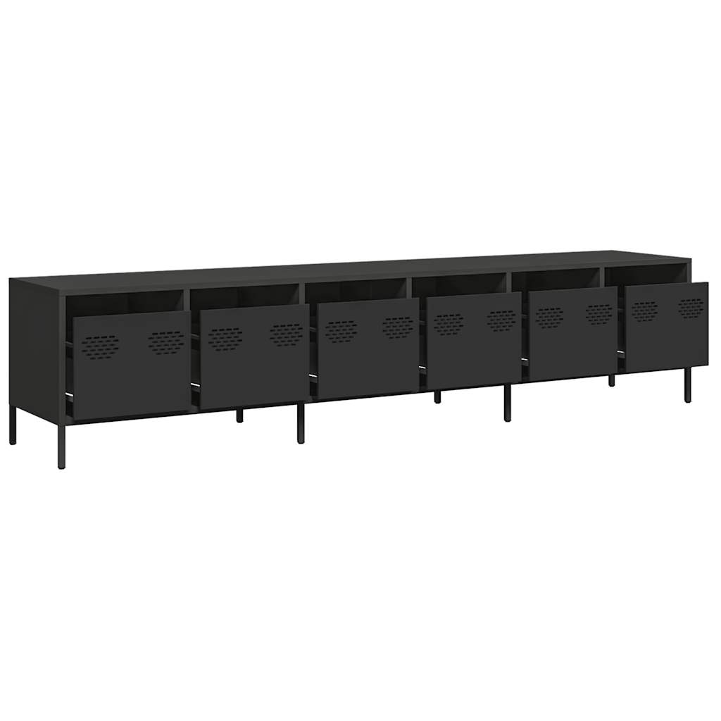 Steel TV Stand 202cm Wide With 6 Drawers - Vantage Home