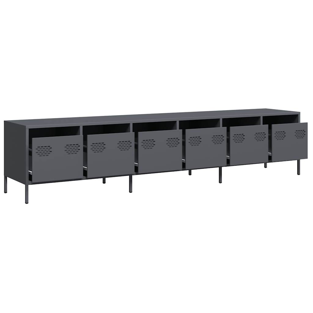 Steel TV Stand 202cm Wide With 6 Drawers - Vantage Home