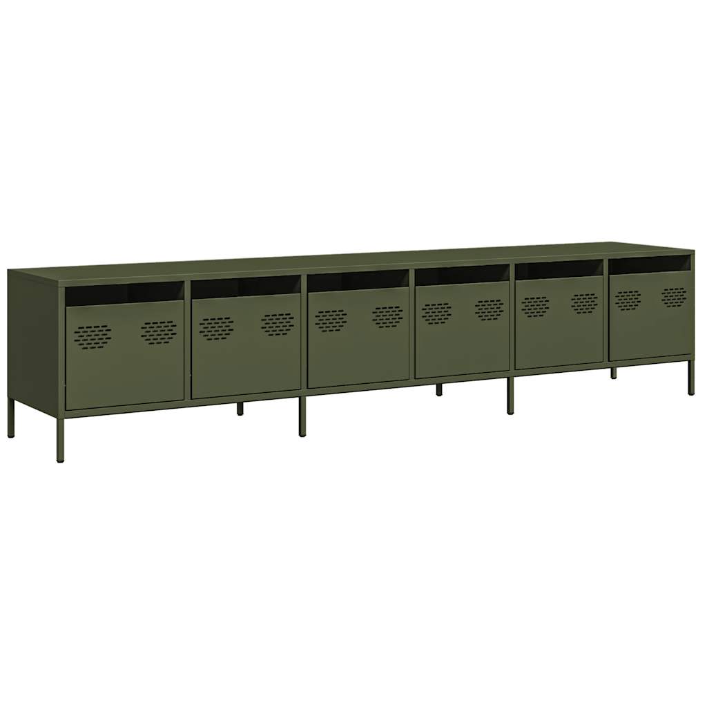 Steel TV Stand 202cm Wide With 6 Drawers - Vantage Home