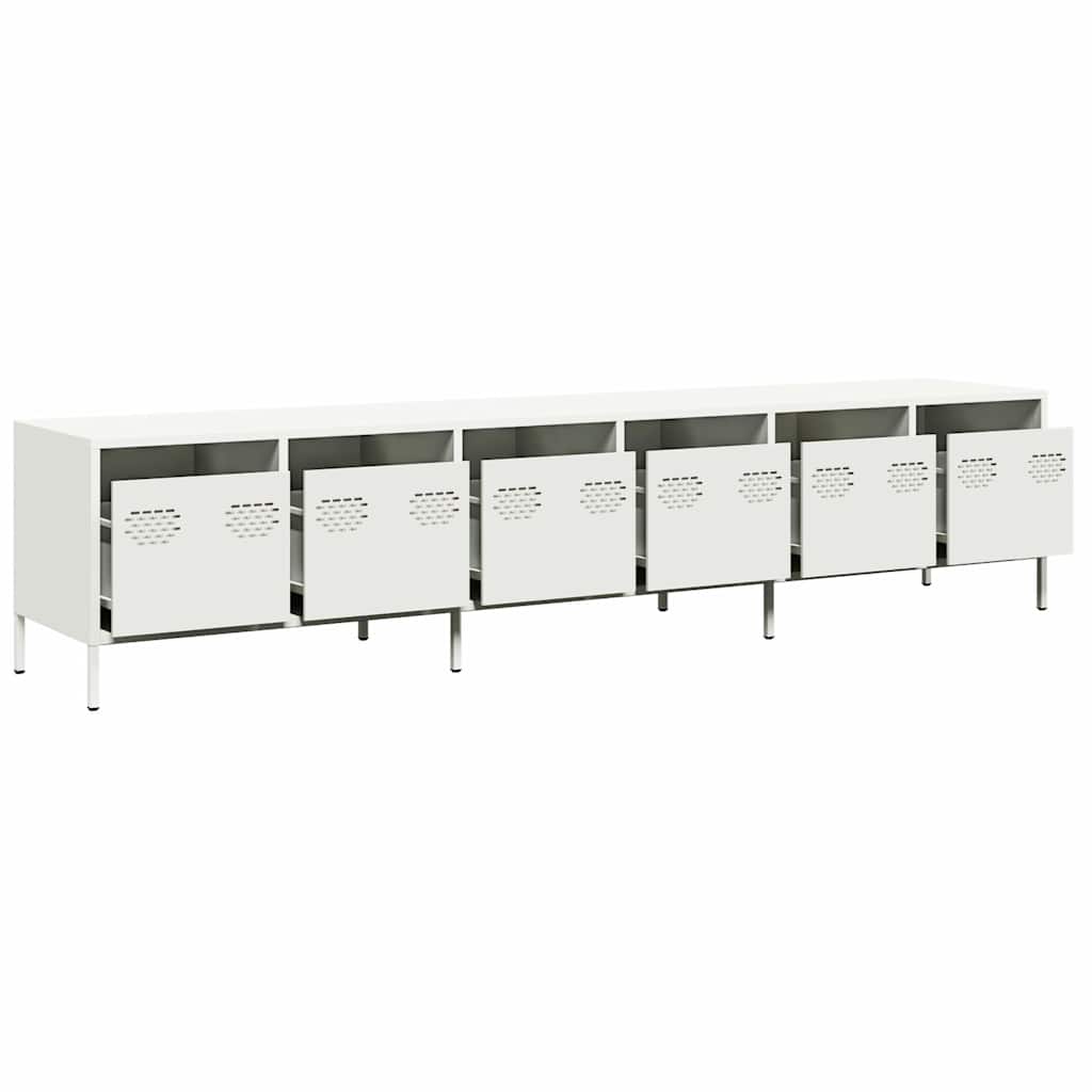 Steel TV Stand 202cm Wide With 6 Drawers - Vantage Home