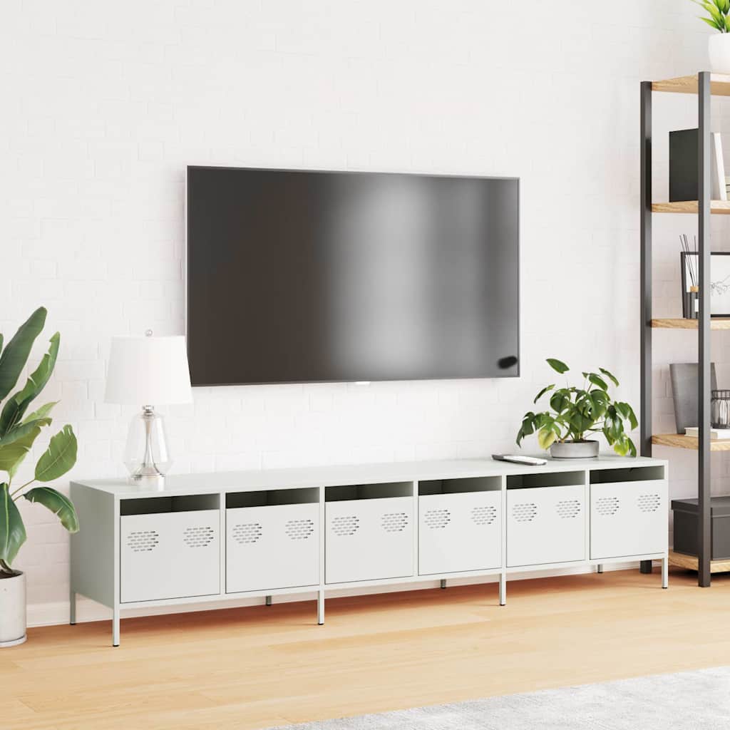 Steel TV Stand 202cm Wide With 6 Drawers - Vantage Home