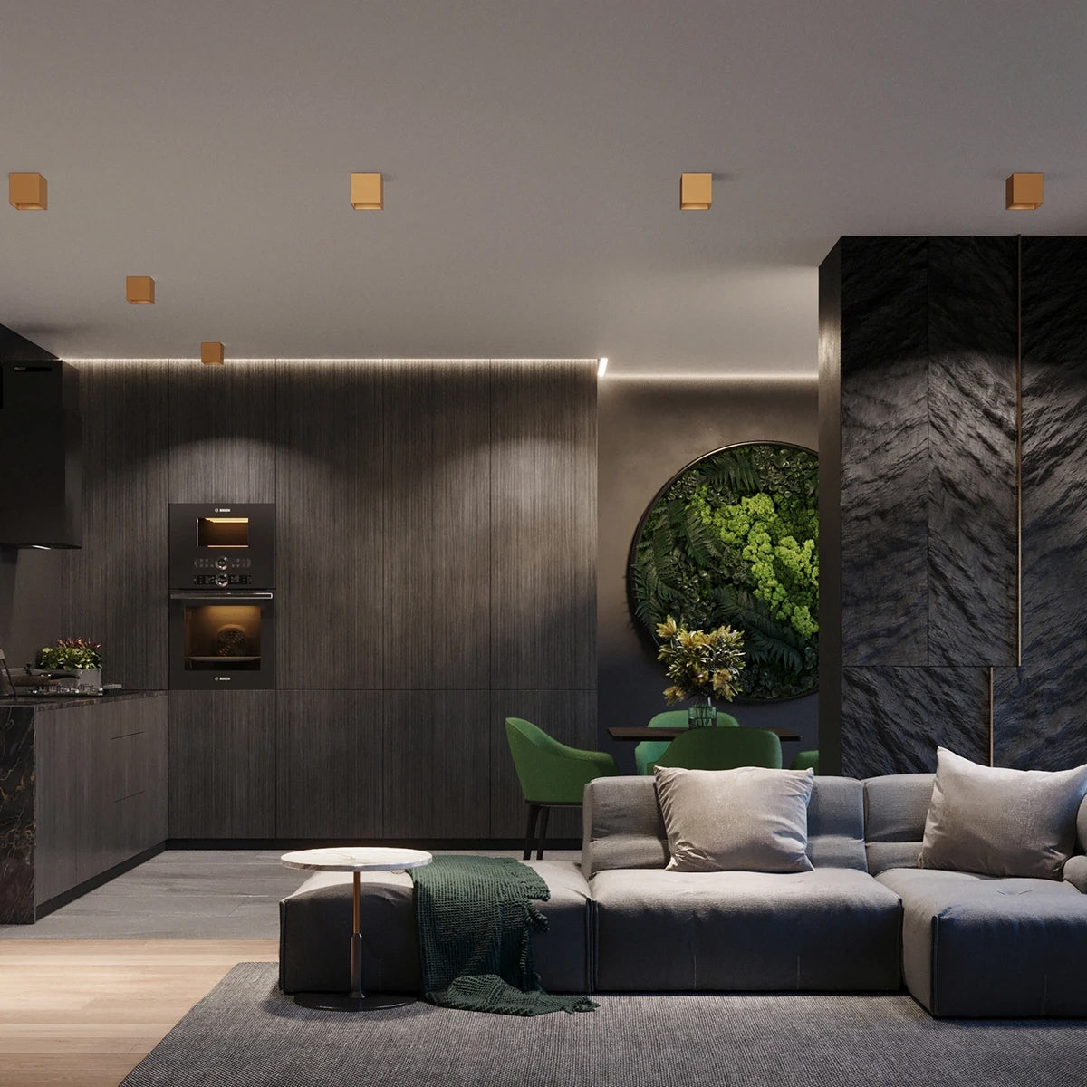 Steel Wall Light With Quad 1 Lamp - Deep Space