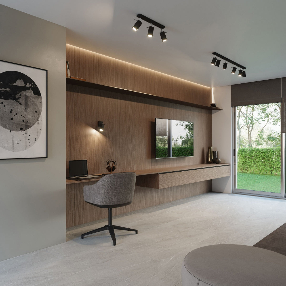 Steel Wall Light With Ring Lamp - Bittersweet Shimmer