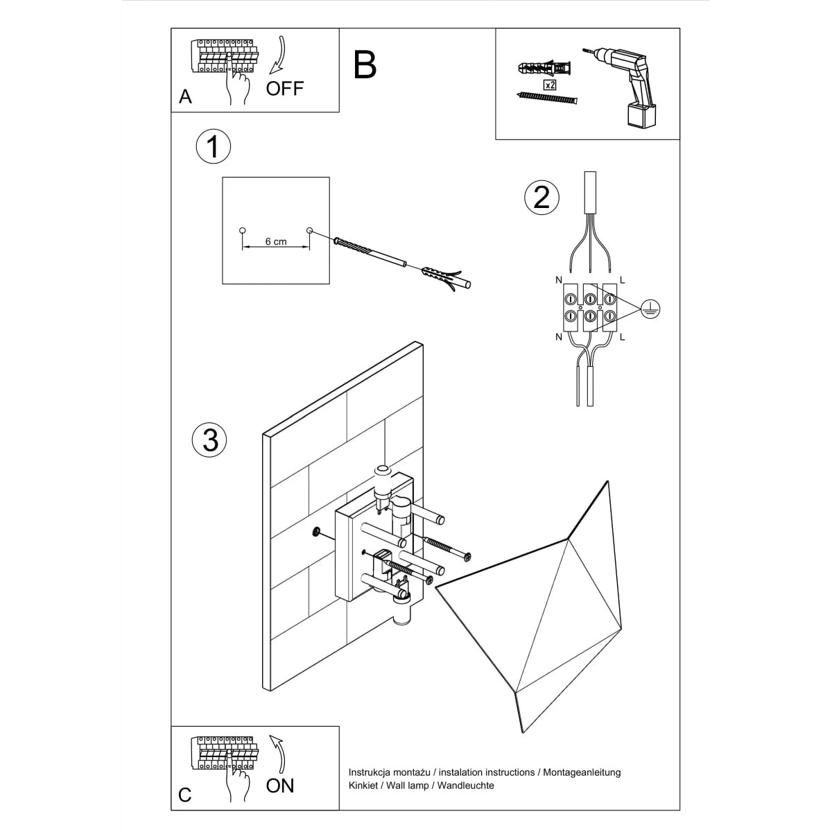 Steel Wall Light With Solido Lamp - Blue Sapphire