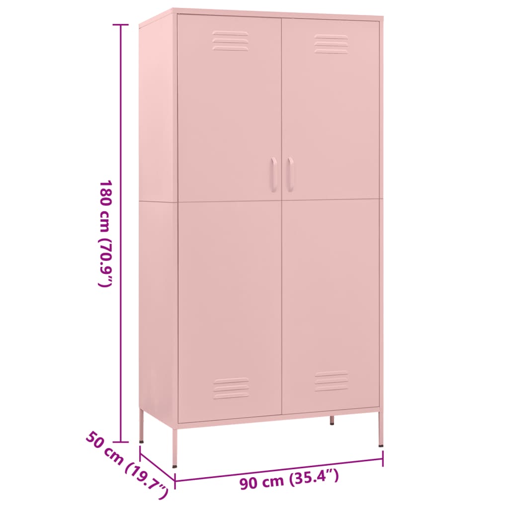 Steel Wardrobe 90cm Wide With 2 Doors - Vantage Home