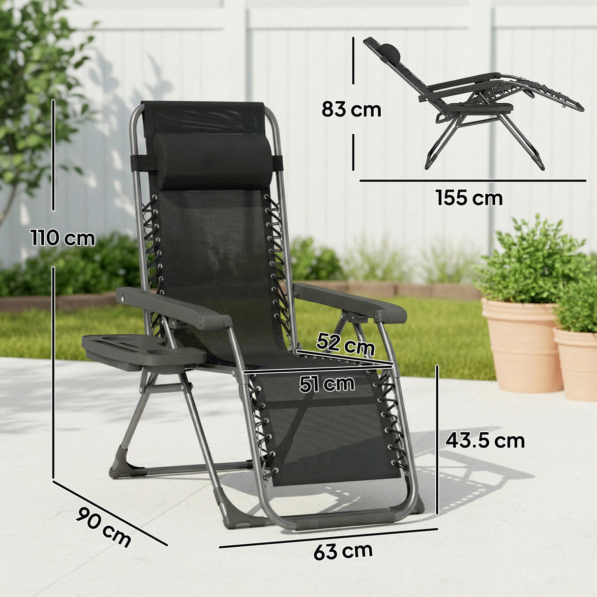 Steel Zero Gravity Folding Garden Sun Lounger in Set of 2 - Velmora