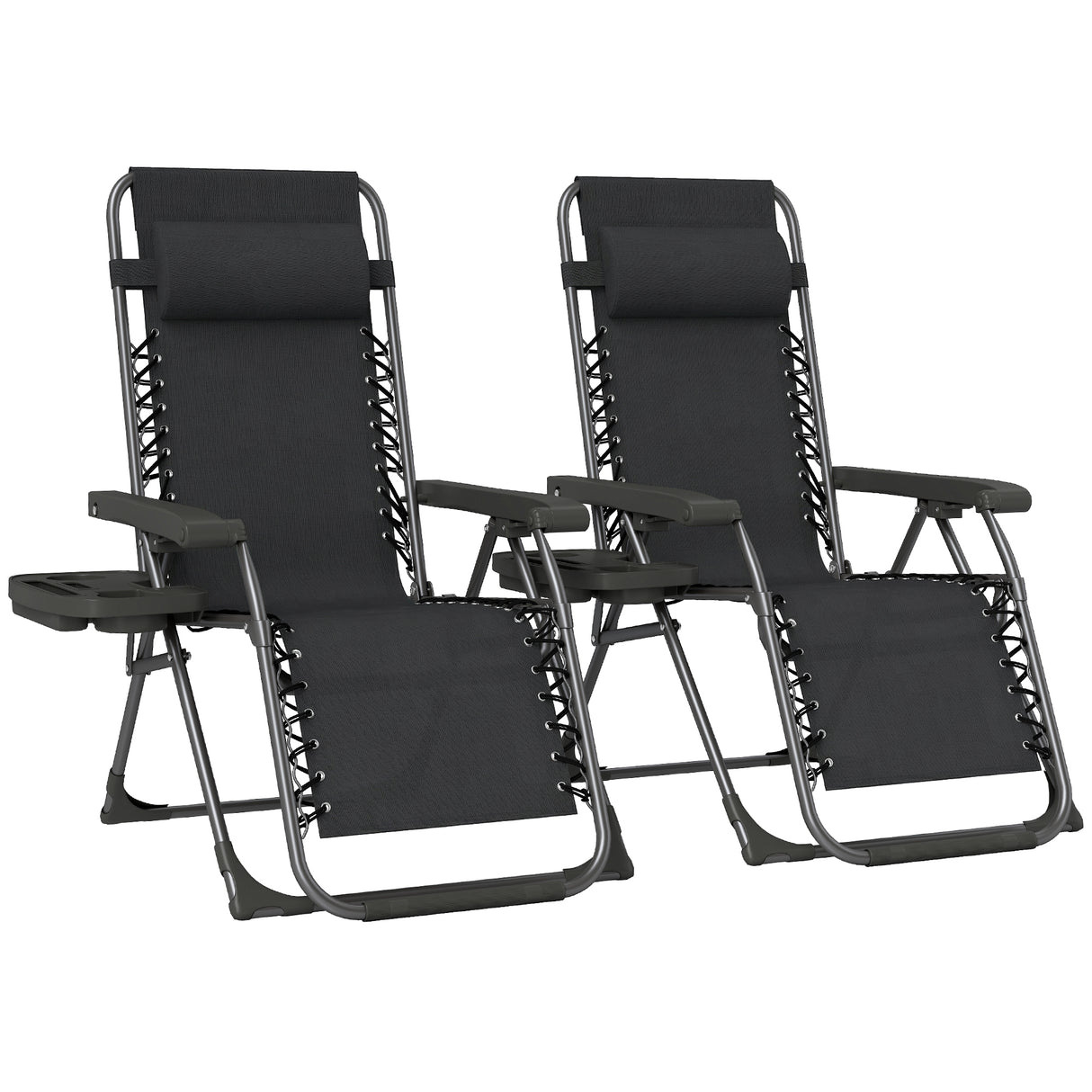 Steel Zero Gravity Folding Garden Sun Lounger in Set of 2 - Velmora