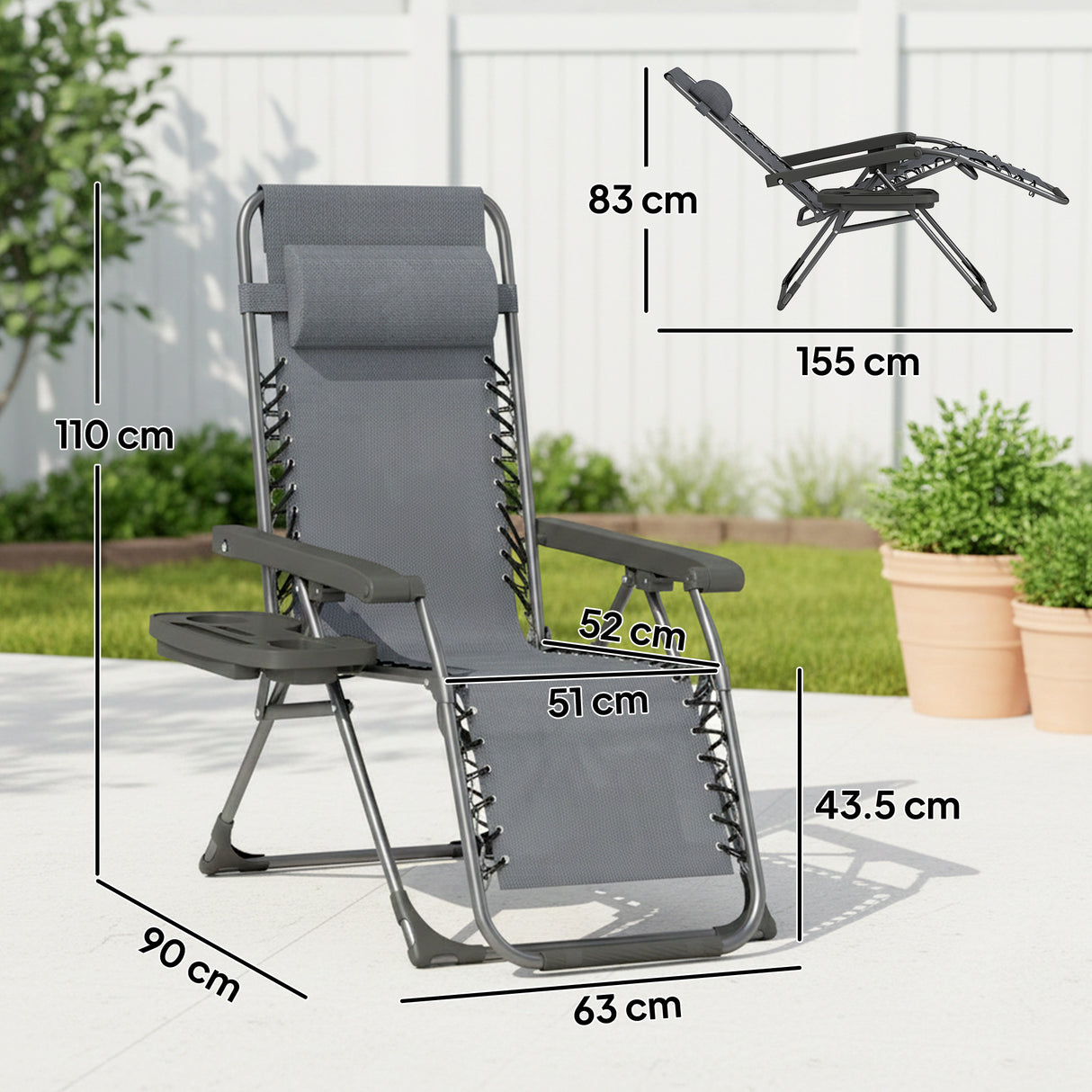 Steel Zero Gravity Folding Garden Sun Lounger in Set of 2 - Velmora