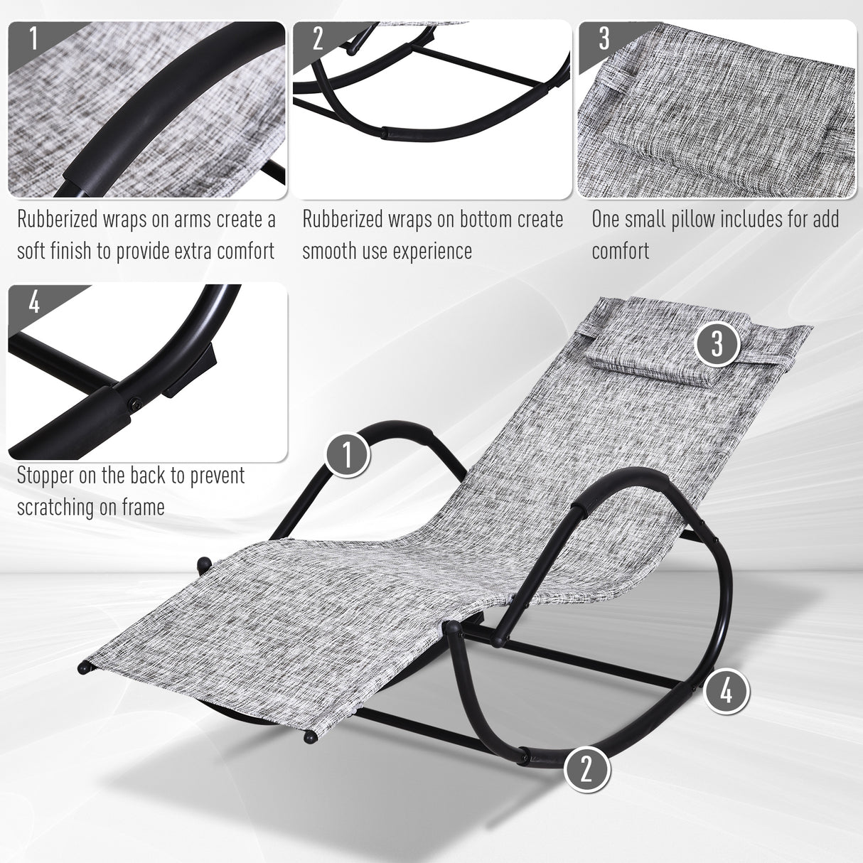 Steel Zero Gravity Rocking Garden Chair With Pillow - Velmora