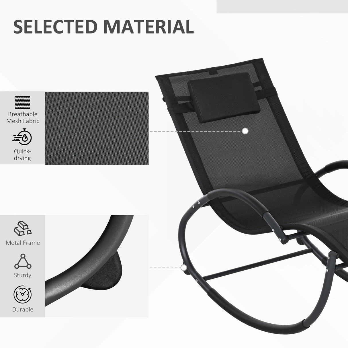Steel Zero Gravity Rocking Garden Chair With Pillow - Velmora