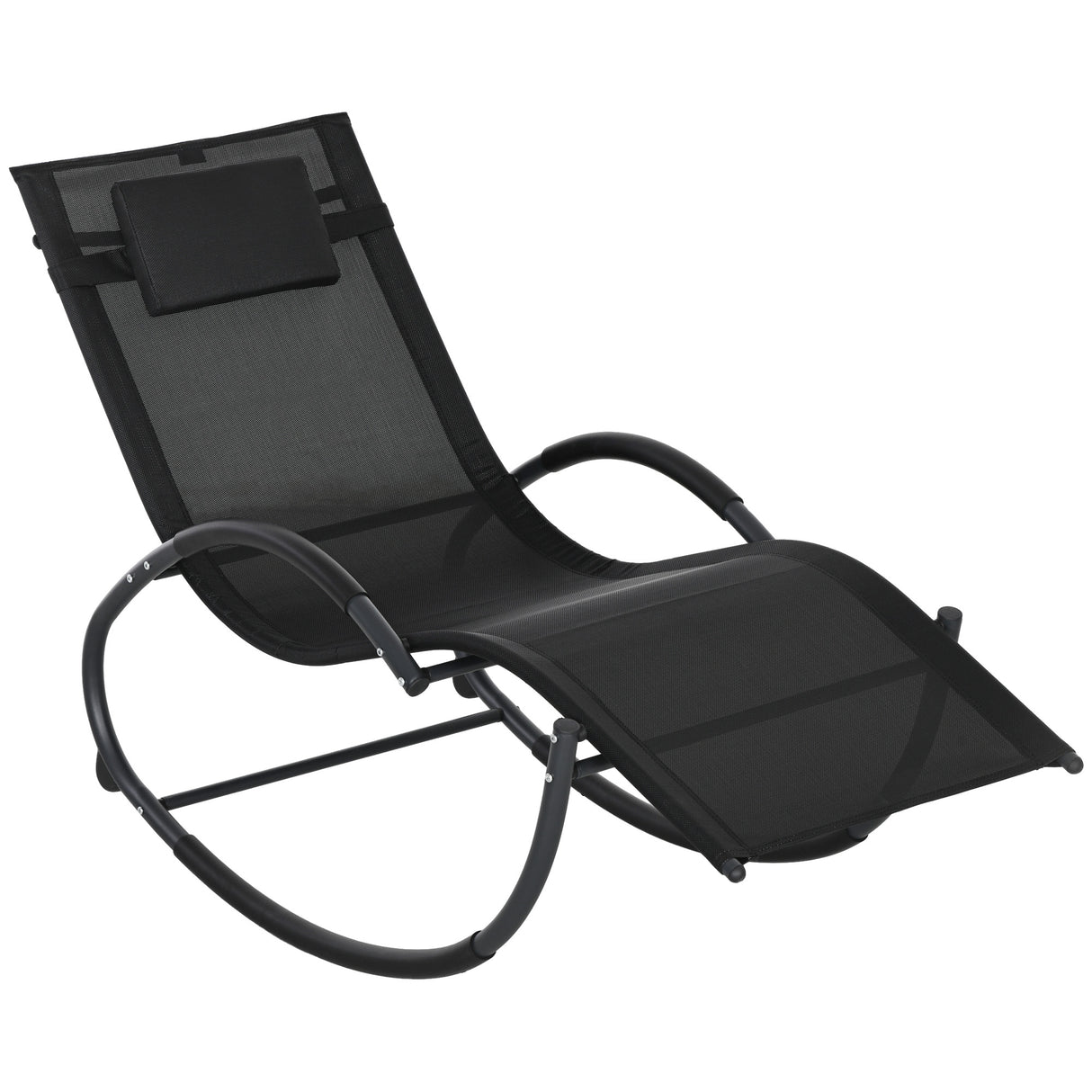 Steel Zero Gravity Rocking Garden Chair With Pillow - Velmora