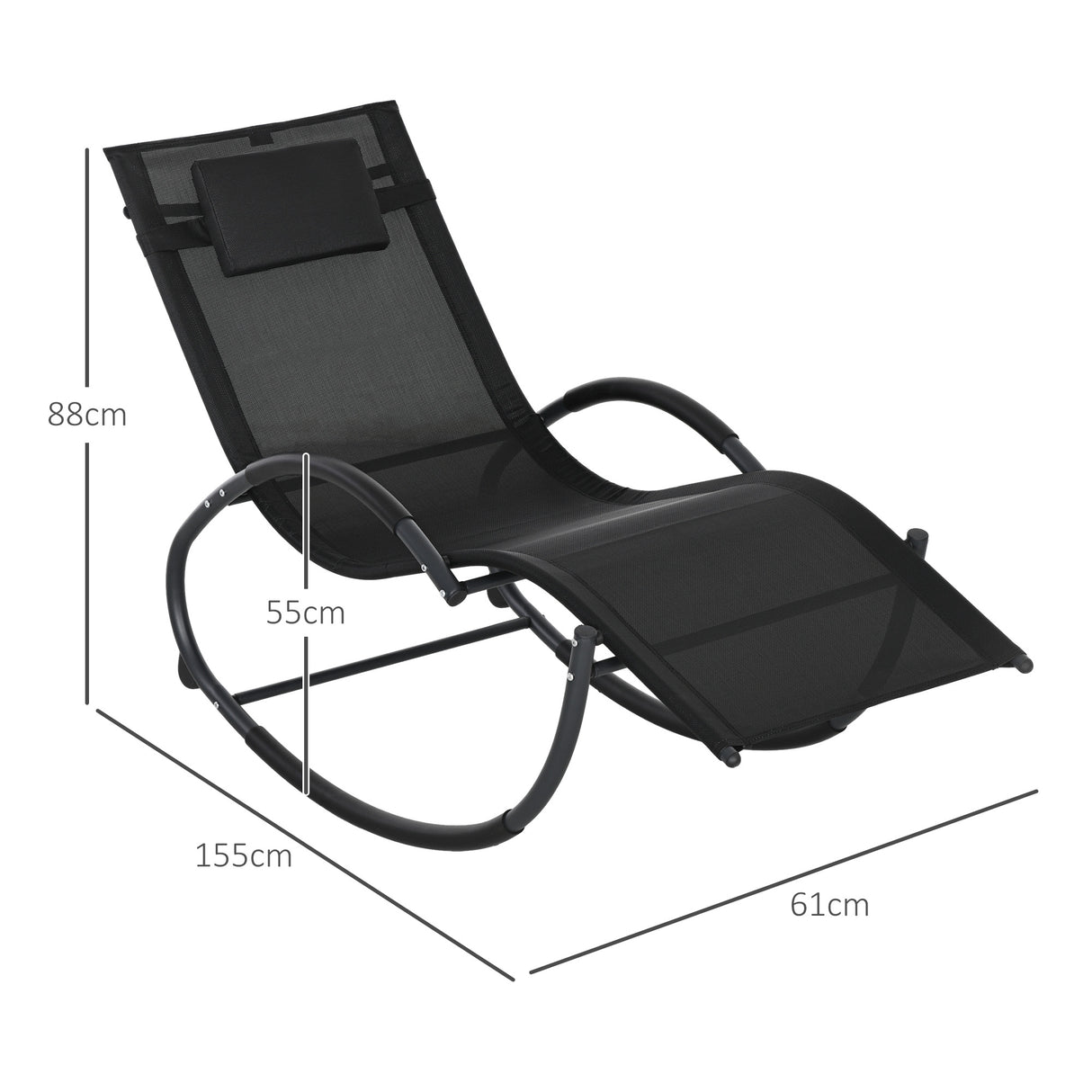 Steel Zero Gravity Rocking Garden Chair With Pillow - Velmora