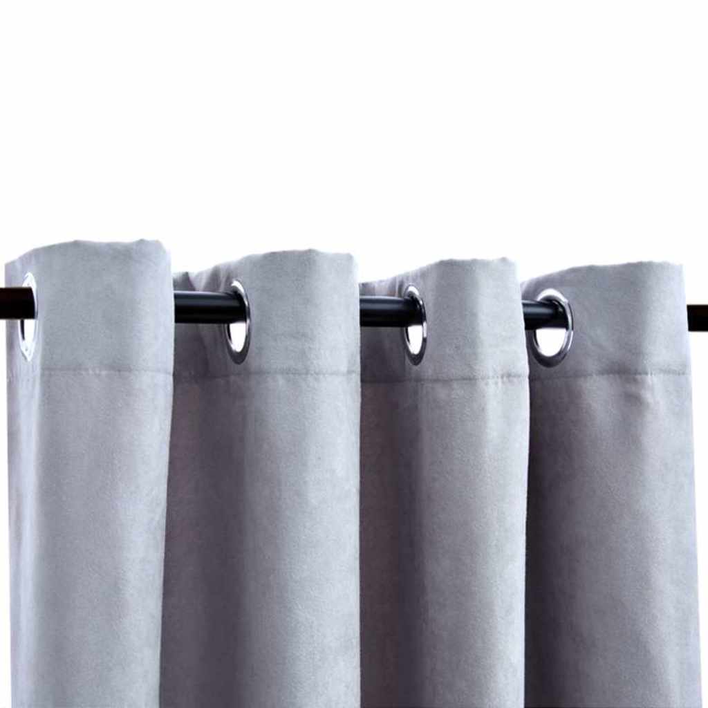 Suede Fabric Blackout Curtains With Metal Rings 245cm High 2 Pieces - Vantage Home