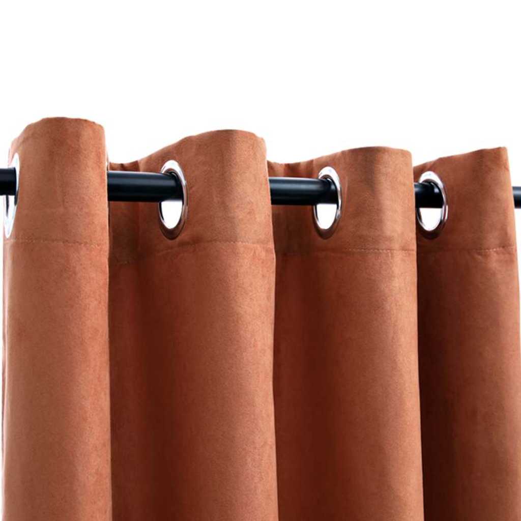 Suede Fabric Blackout Curtains With Metal Rings 245cm High 2 Pieces - Vantage Home