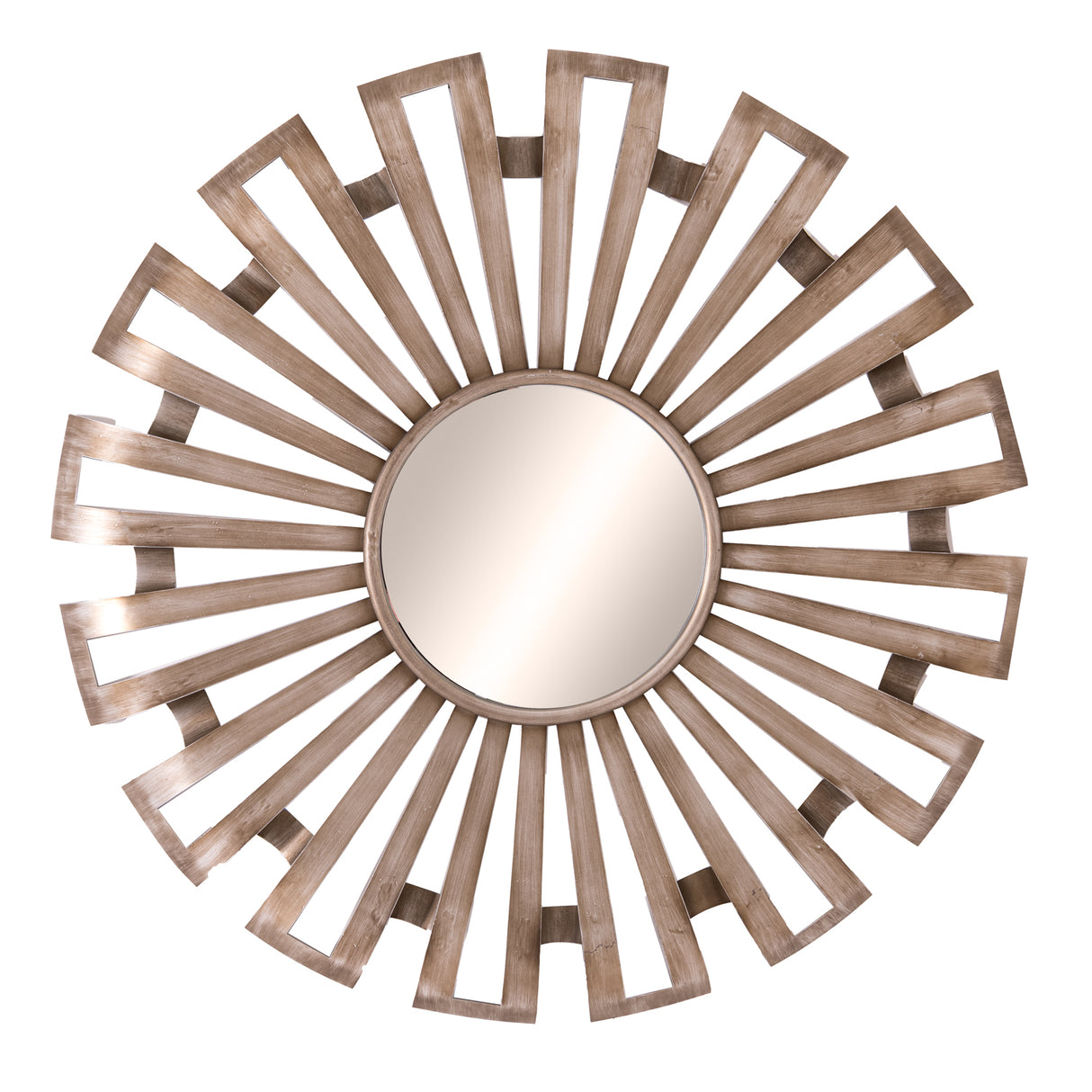 Sunburst Mirror In Antique Silver Metal Frame - Evi