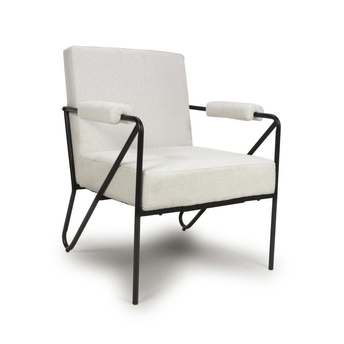 Tactile Speckled Fabric Armchair With Black Metal Frame - Oslo