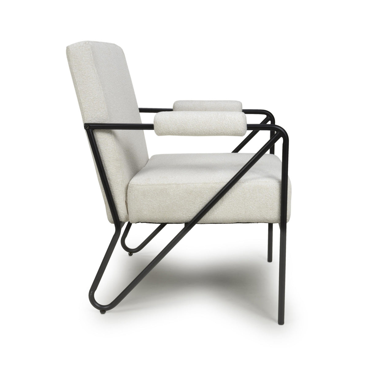 Tactile Speckled Fabric Armchair With Black Metal Frame - Oslo