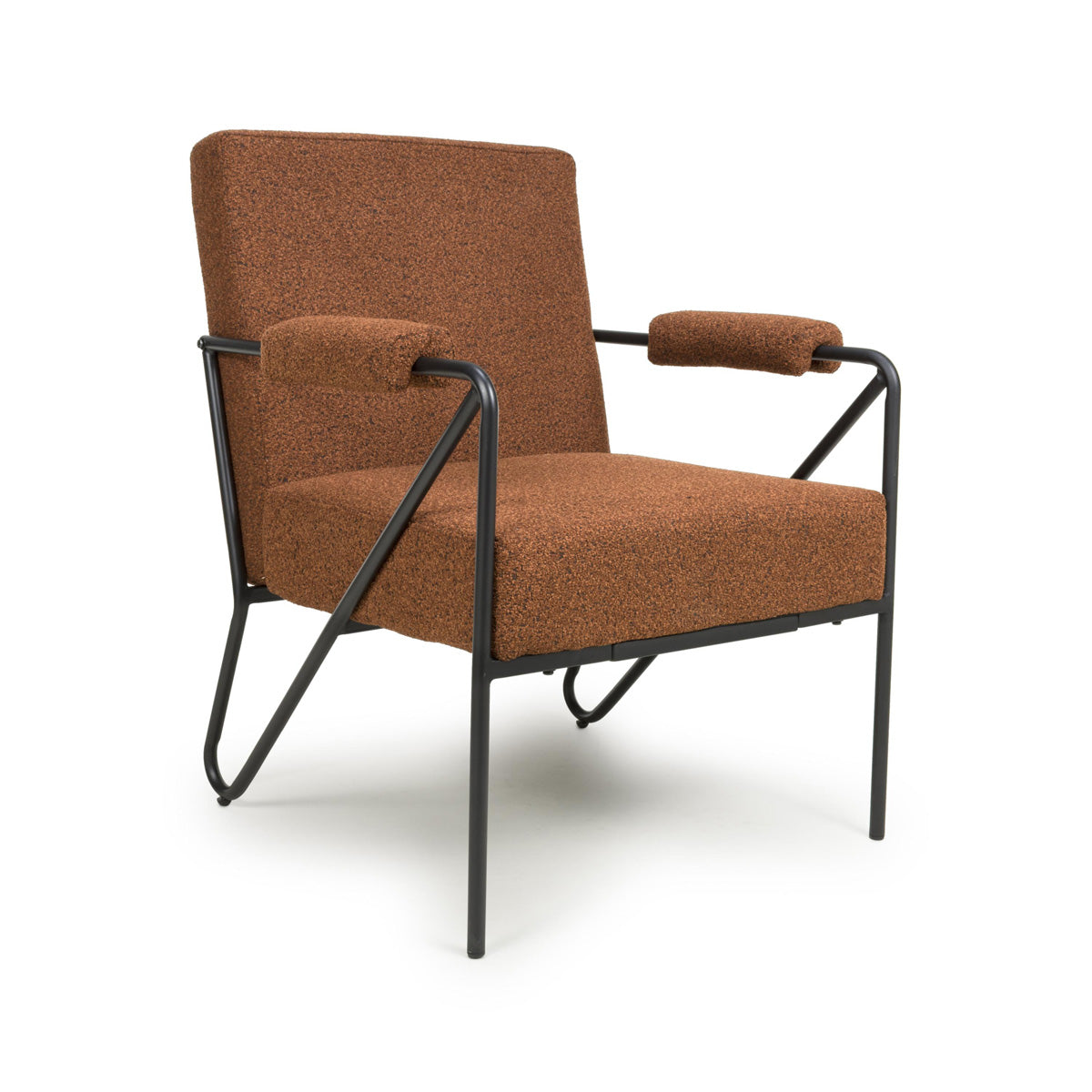 Tactile Speckled Fabric Armchair With Black Metal Frame - Oslo