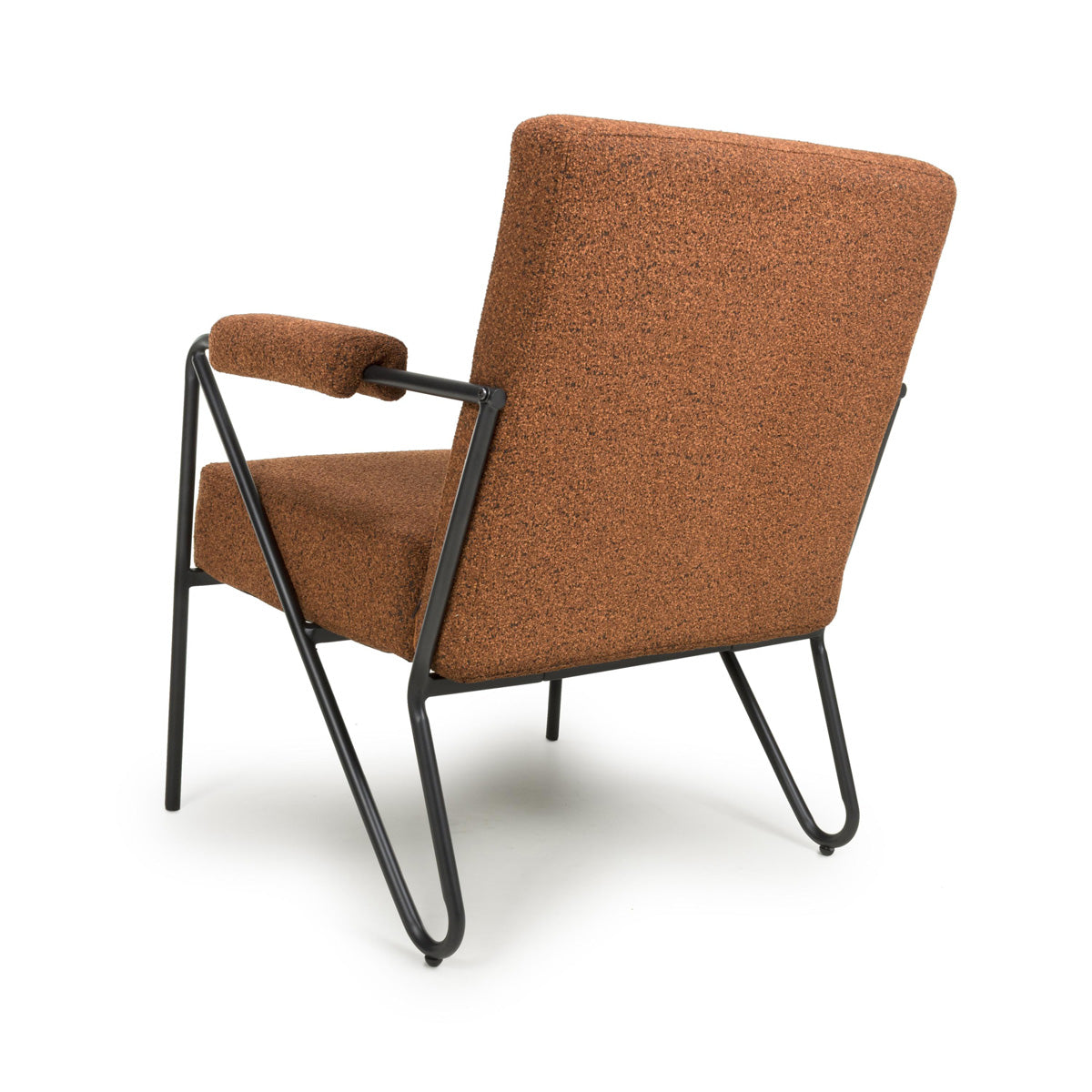 Tactile Speckled Fabric Armchair With Black Metal Frame - Oslo