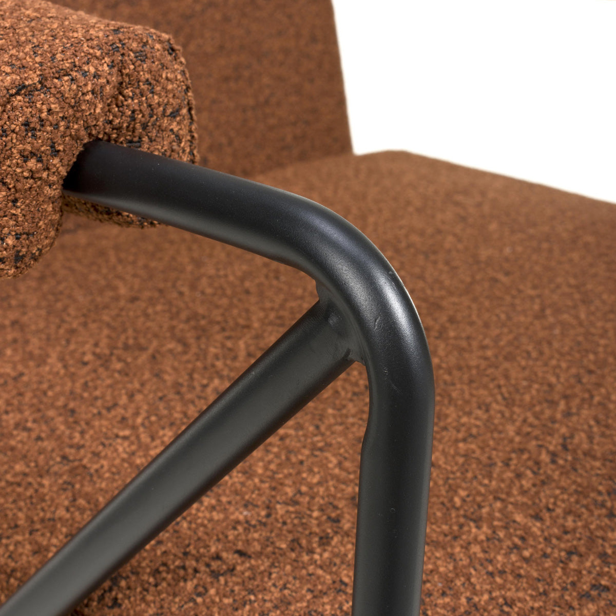 Tactile Speckled Fabric Armchair With Black Metal Frame - Oslo