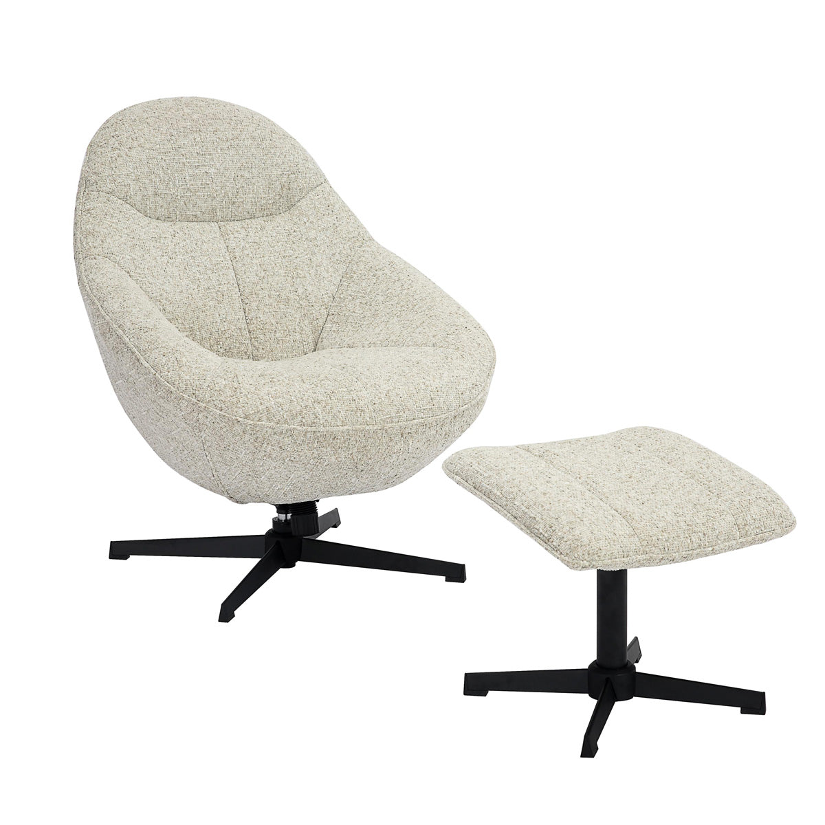 Tactile Textured Fabric Lounge Chair With Footstool - Serene