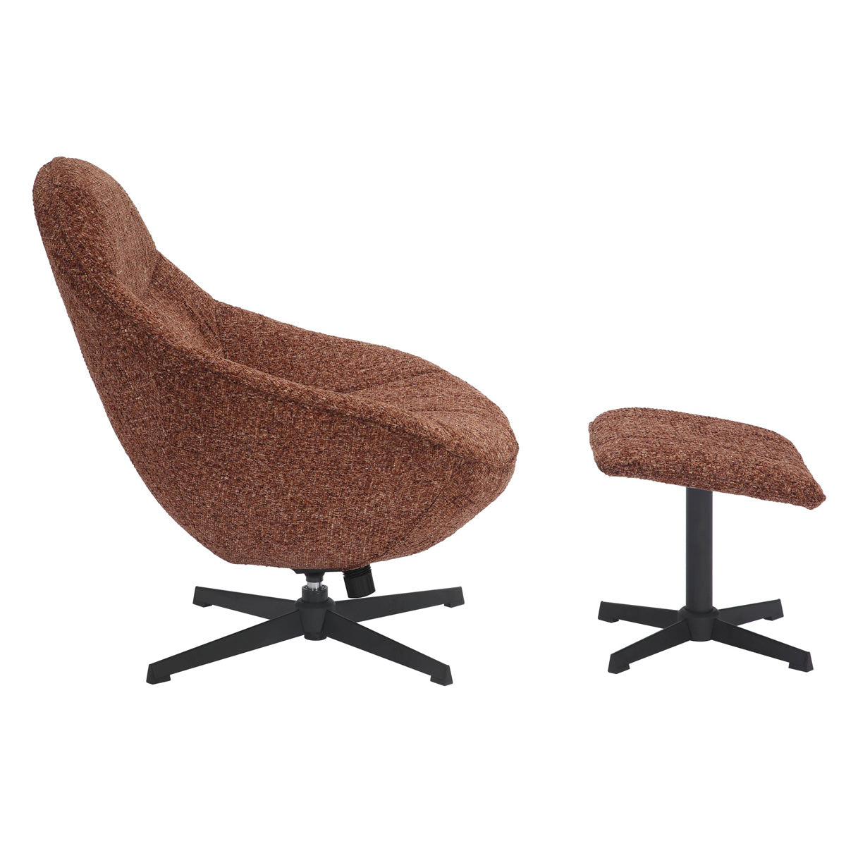 Tactile Textured Fabric Lounge Chair With Footstool - Serene