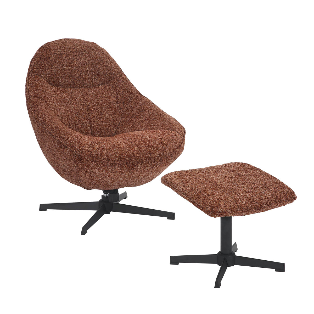 Tactile Textured Fabric Lounge Chair With Footstool - Serene