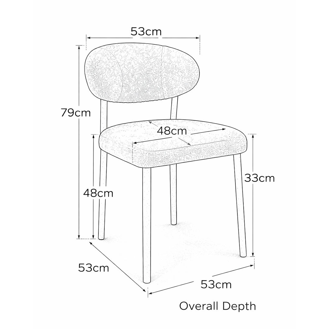 Teddy Fabric Dining Chair With Black Metal Legs - Shrewsbury