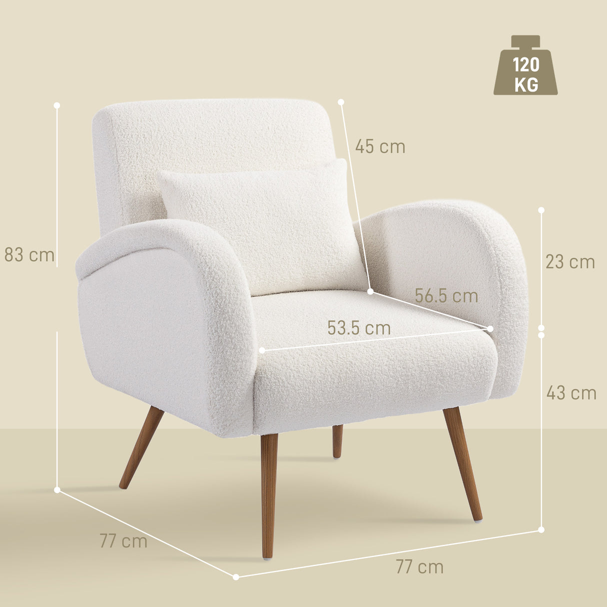 Teddy Fleece Fabric Accent Chair 77cm Wide - Velmora