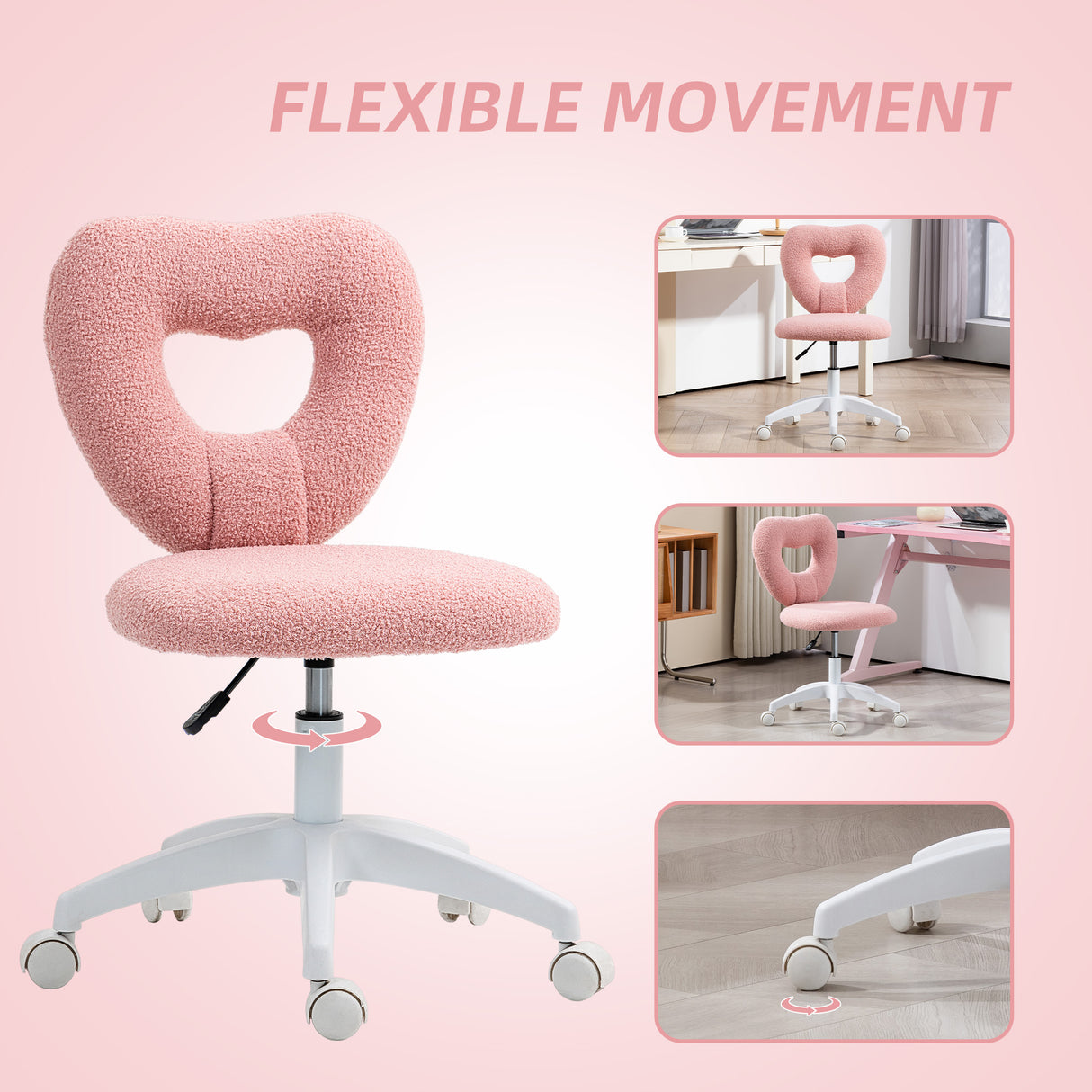 Teddy Fleece Fabric Home And Office Chair 46cm Wide - Velmora