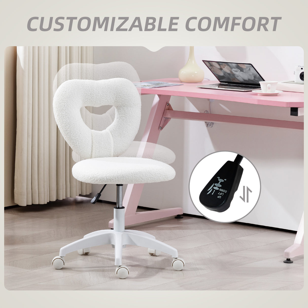 Teddy Fleece Fabric Home And Office Chair 46cm Wide - Velmora