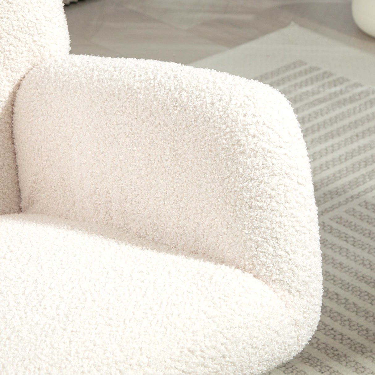 Teddy Fleece Fabric Rocking Chair 70cm Wide - Velmora